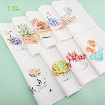 

Hand Dyed Fabric,succulent potted plants,Cotton Canvas Fabric for DIY Sewing & Quilting Bags,Book Cover,Home Decoration Material