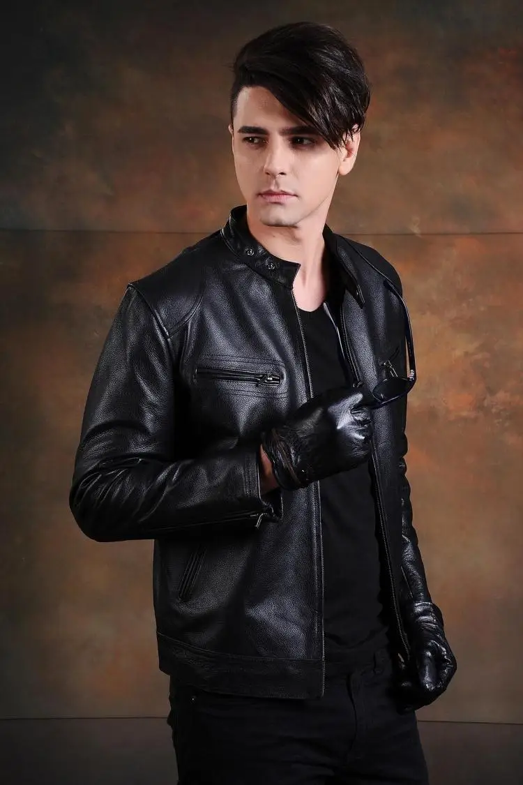 

Free shipping.EMS Brand men cow leather Jackets,men's genuine Leather biker jacket.motorcycle homme Fitness skin plus 6XL size