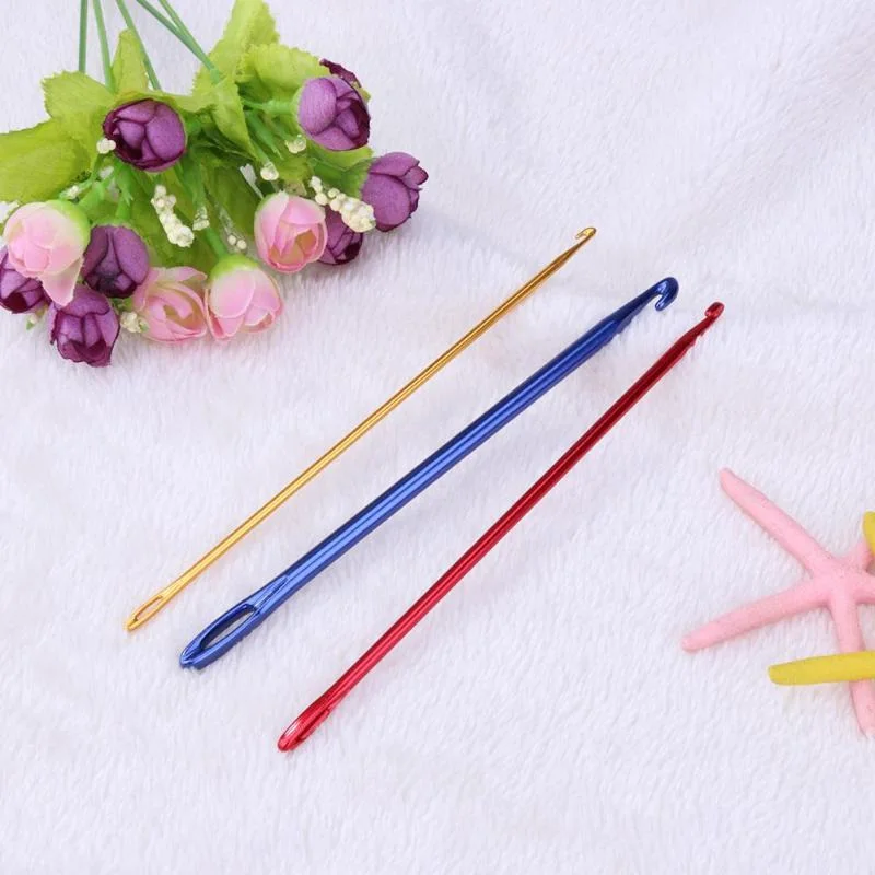 

MIUSIE 3PCS 2.75mm 4.0mm 6.0mm Afghan Tunisian Aluminum Crochet Hook Weave Knit Tool With Eye Knitting Sewing Needle Craft Yarn