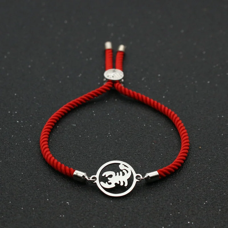 Cute Bear Stainless Steel Scorpion Bracelet Women Lucky Red Rope Adjustable Friendship Bracelets& Bangles For Men Charm Jewelry