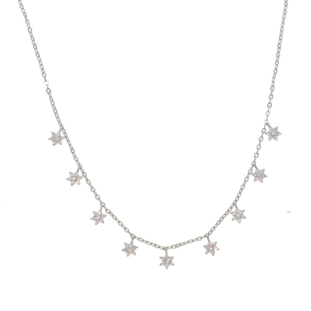 Platinum Plated Цепочка в богемном стиле, крошечное ожерелье-чокер с кисточками и звездами для женщин, бижутерия, ожерелье с подвесками, простой воротник, бохо, многослойное чокер, ожерелье s - Окраска металла: Platinum Plated