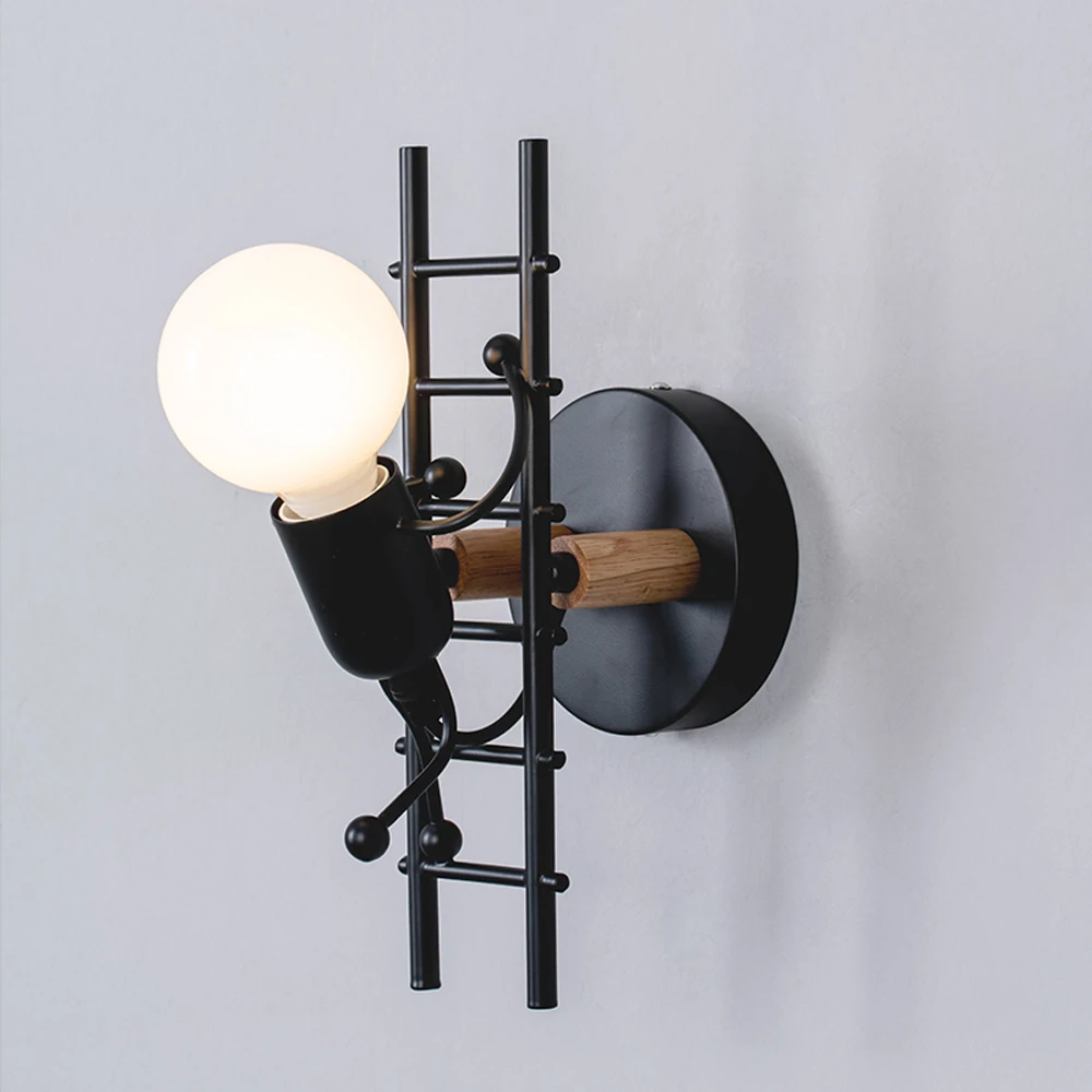 Настенный светильник в скандинавском стиле, лампа для спальни, креативная личность, лампа для маленького человека, поднимается по ступенькам, настенный светильник для коридора, детской комнаты, прикроватная лампа