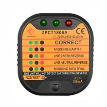 ZPCT1806C розетка тестер детектор короткого замыкания полярности Напряжение розеток выключатель US дорожный нулевой линии переключатель безопасности электроскоп