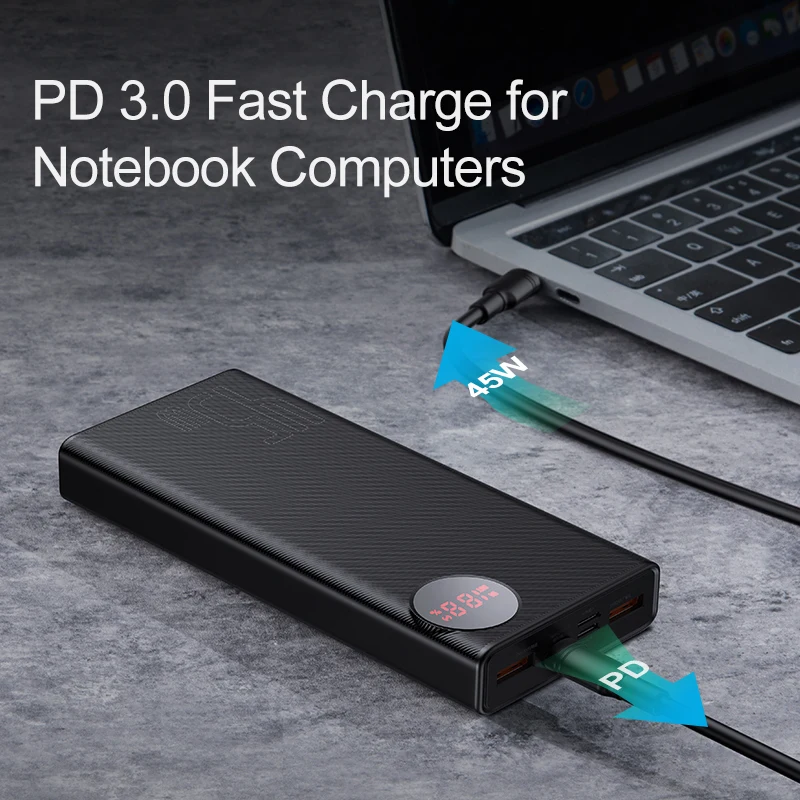 Billig Baseus 20000mAh Power Bank 45W USB PD Schnelle Aufladen Power für iPhone 11 Pro Max Xiaomi Schnell Ladung 4,0 3,0 Externe Batterie