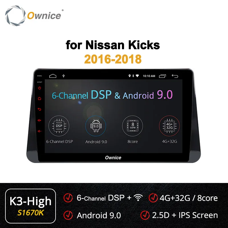 Ownice k3 k5 k6 Android 9 автомобильный dvd-плеер для NISSAN Kicks мультимедиа Авто Стерео gps радио 360 панорама DSP SPDIF - Цвет: S1670 K3 HIGH