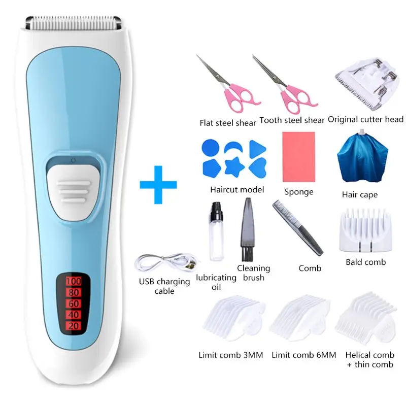  Portable Washable Light Household Baby Hair Clipper Silent Rechargeable Smart Children Kids Shaving