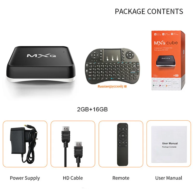 2G16G I8 Russian MXQ S10X Отт Android коробка Amlogic S905X четырехъядерный Android 7,1 A tv 2/16GB 4K ТВ-приставка Google Play Двойной Wifi Динамик ТВ-приставка - Цвет: 2G16G I8 Russian
