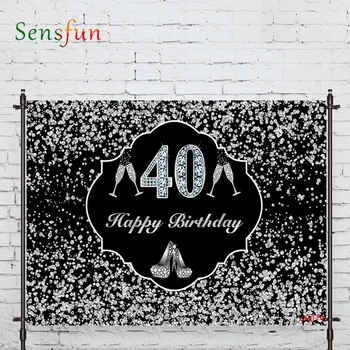 

Sensfun background for photo studio 40th birthday goblet diamond Silver photocall photobooth decor studio custom shoot prop