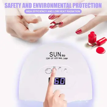 

Professional Manicure Machine SUN R9 Nail Lamp 72W Dual Nail Dryer Lamp Nail Curing Gel For All Polishing UV LED Light Tool B4V8
