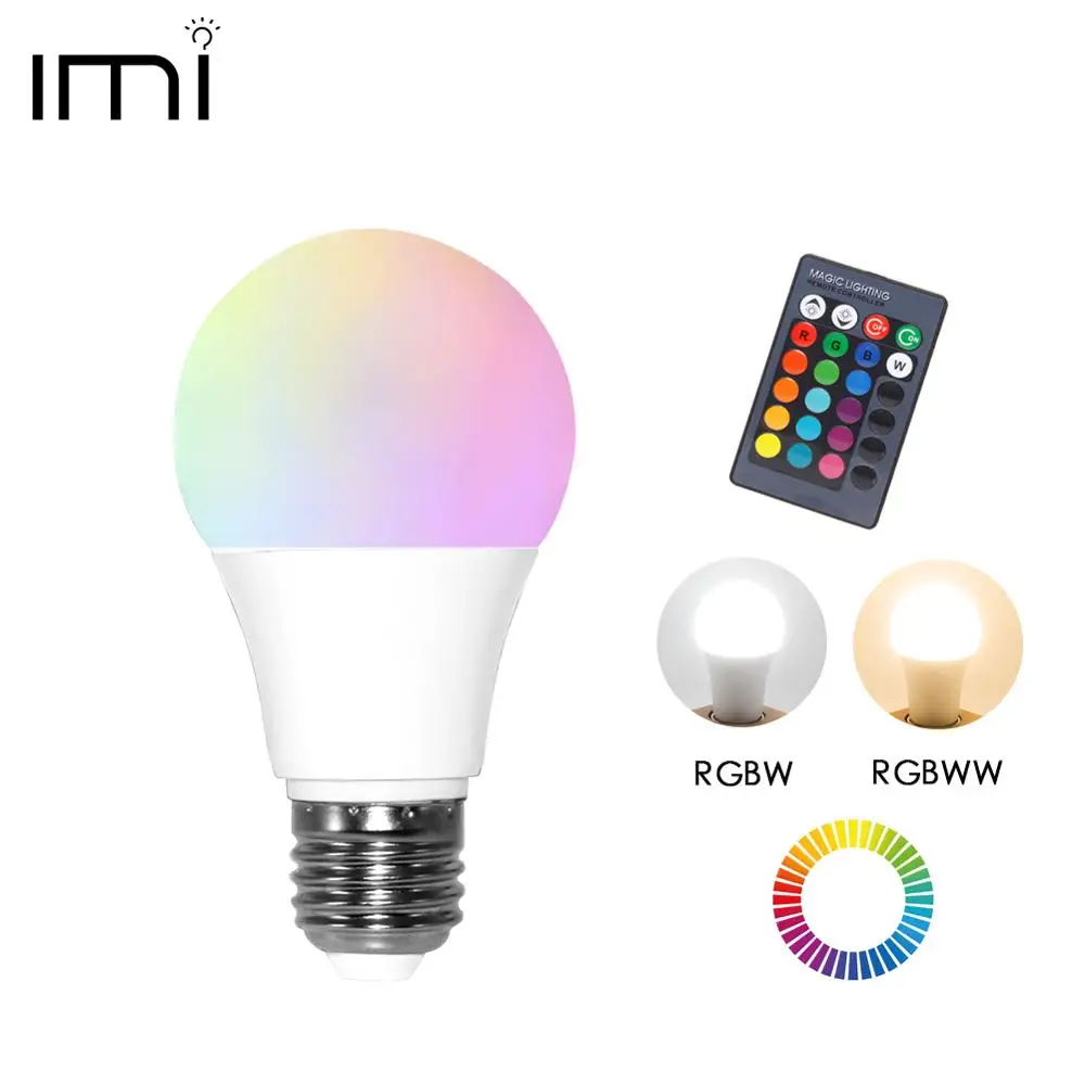 Светодиодная RGB лампа E27 светильник регулируемой яркостью 5/10/15 Вт 220 В переменного