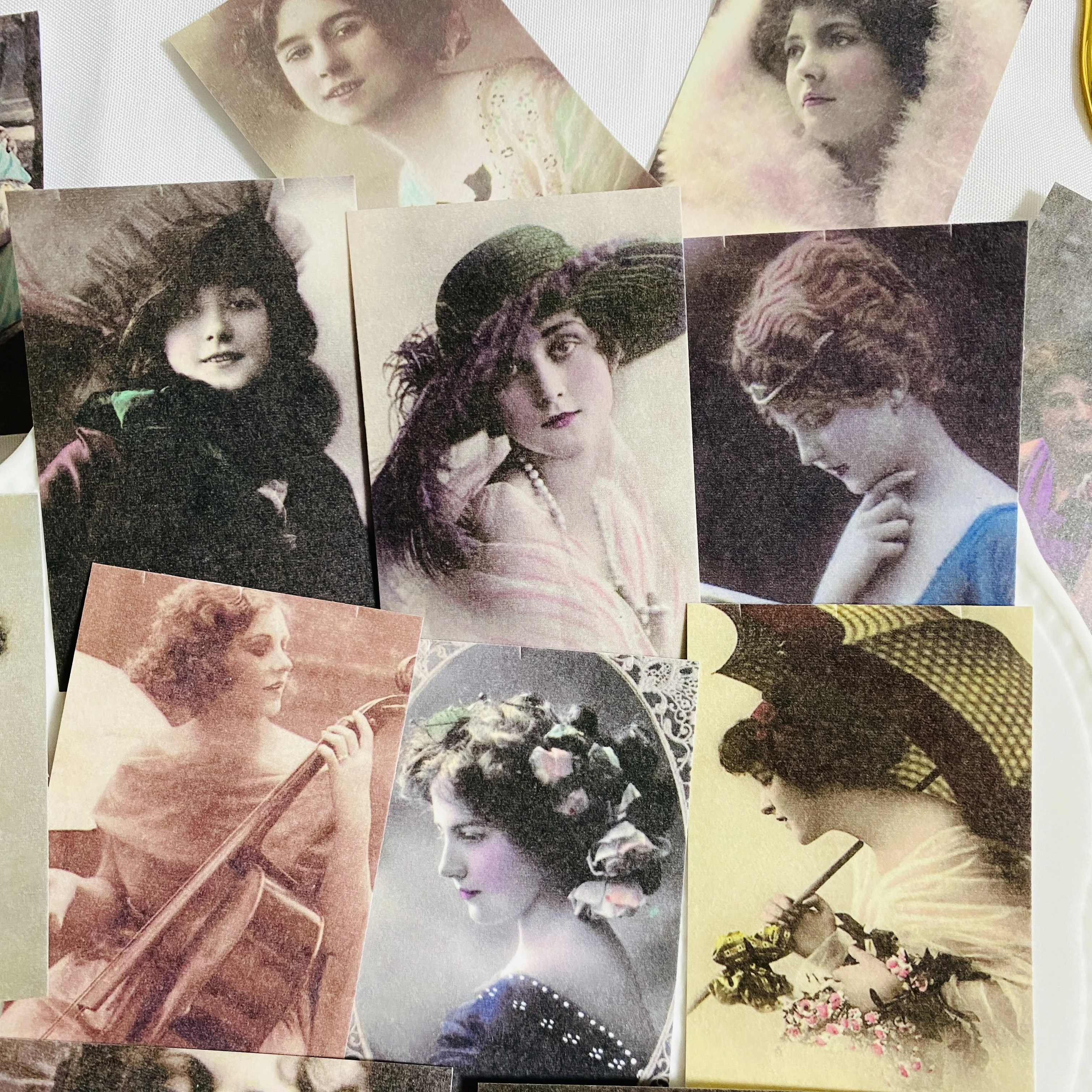50PCS Vintage Beauty Old Photo Stickers DIY Scrapbooking Base Collage Phone Diary Photo Album Props Gift Decoration