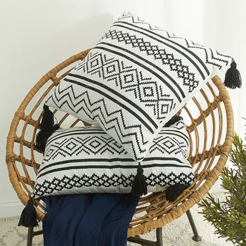 

Moroccan Geometric Jacquard Tassel Pillowcase Chenille Cushion Cushion Sofa Cover For Pillowcase 45x45cm Cushion Case
