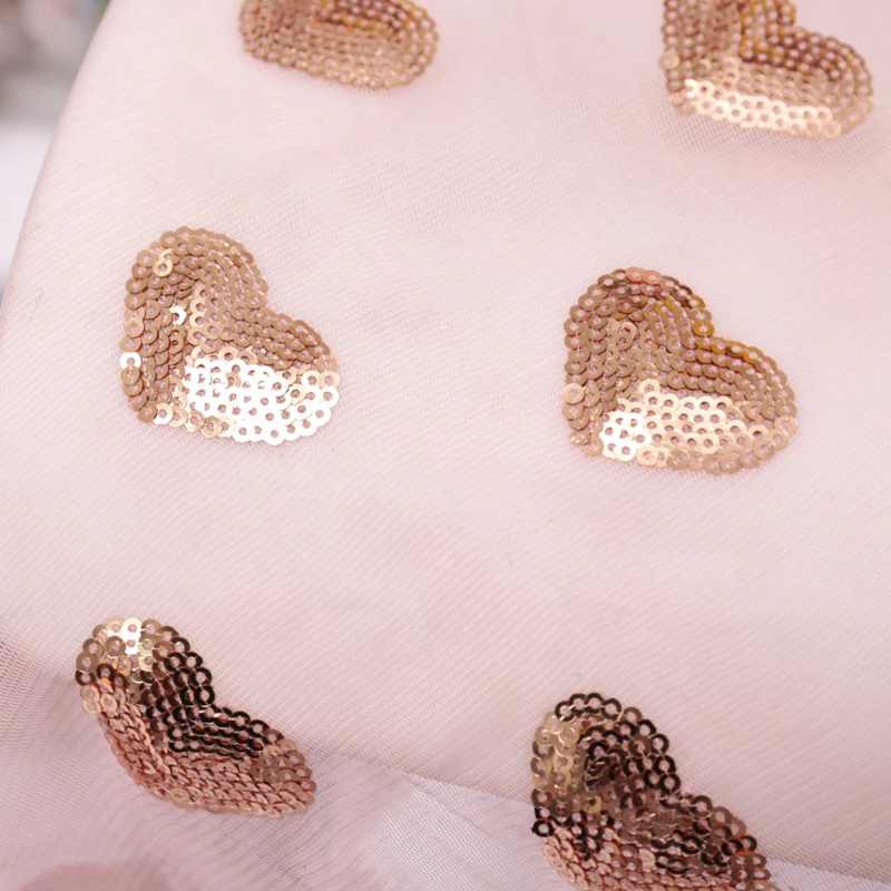 Упаковка из 5 ярдов новая кружевная вышивка бисером сетчатая ткань в форме любви