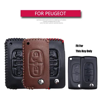 

Leather Car Key Cover Case For Peugeot 207 307 308 407 408 607 407SW 807 Partner RCZ 206 306 For Citroen C2 C3 C4 C4L C5 C6 C8 Picasso Xsara Berlingo SG CE0523 2008-2018 C-Crosser Dispatch