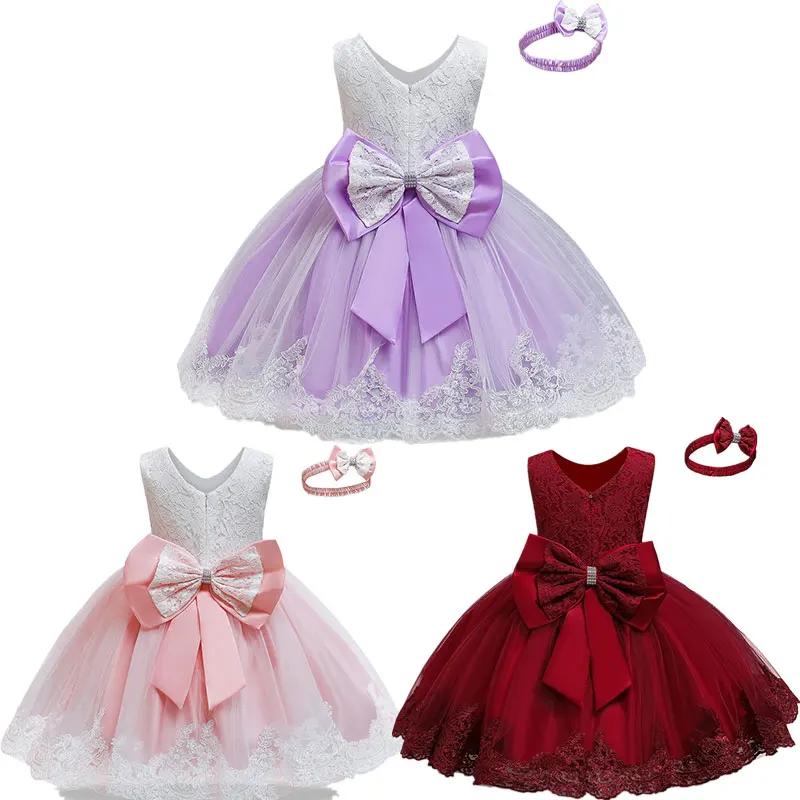 Платье для маленьких девочек фиолетовый вышитые наряды для новорожденных, для маленьких девочек от 12 месяцев до 3-5 лет, Костюмы вечерние платье принцессы Vestidos