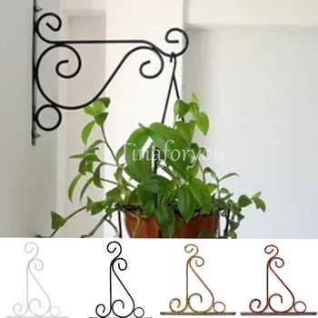 

Wall-mounted Wrought Iron Hook Hanging Basket Support Plant Flower Pots Decorative Shelf Balcony Garden Art Crafts Brace Shelf