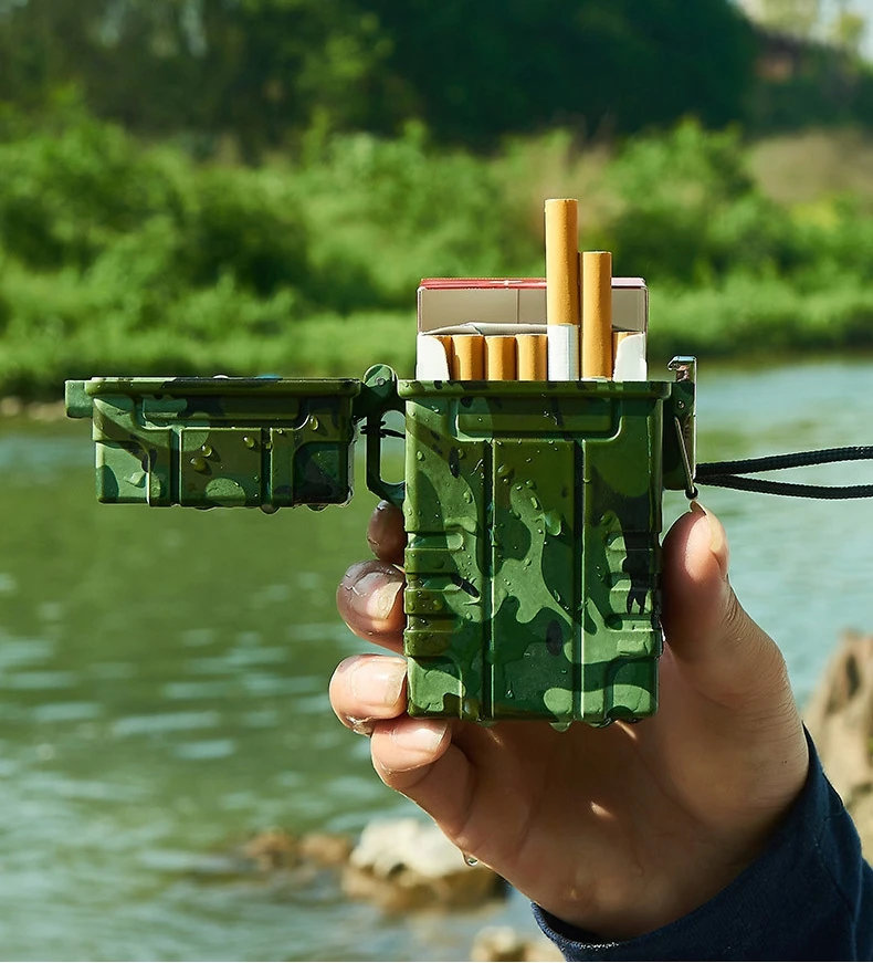 Waterproof USB Lighter New Cigarette Case Lighter Cigar Box Holder Windproof Gas Lighter Refillable Fire Butane Jet Hole