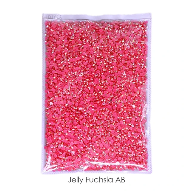 Wholesale Jelly AB Resin Non Hot Fix Rhinestones Cтразы Flatback Plastic Crystals Strass Glitters Stone Bulk Big Package for DIY Jelly Fuchsia AB