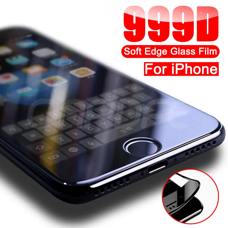 999D Protective Glass on the For iPhone 6 6S 7 8 Plus Tempered Screen Protector Glass iPhone 11 Pro X XR XS Max Protective Glass afbeelding