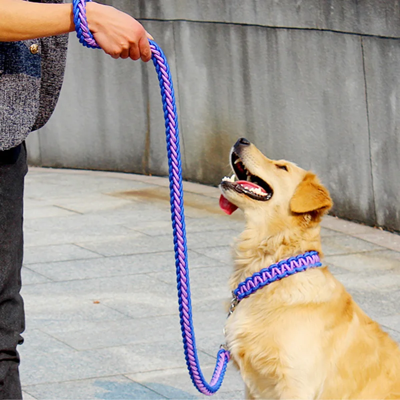 Large Dog Leash Big Dog Chain Leash Supplies Pet Collars Chest Strap Dog Collar Rope Golden Retriever Labrador Durable Leash 30