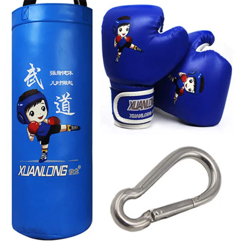 blue taekwondo set Детский домашний боксерский мешок с перчатками, боксерский мешок с песком, тхэквондо, спортивный фитнес-тренажер, игрушка для детей - Цвет: blue taekwondo set