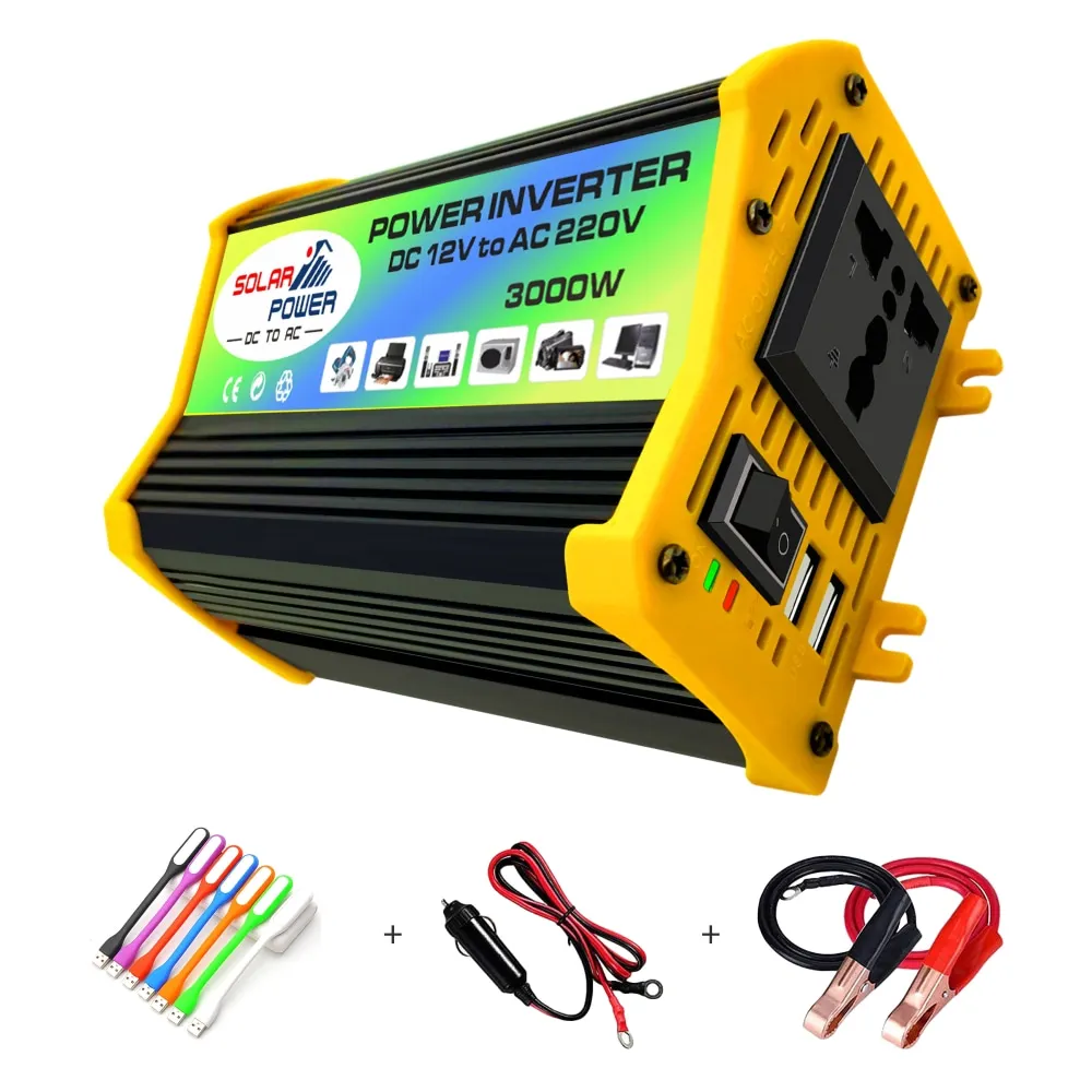 

EFOISON 3000W Power Inverter 12V to 230V Car Converter for Phone Charger Laptop Charging Emergency Power Transfer