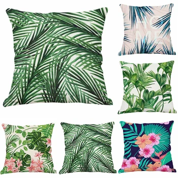 

Printed Cotton Linen Office Home Plant Covers Pillow Throw Tropical Case Pillowcase Rainforest HGLEGYW Textile Pillow home