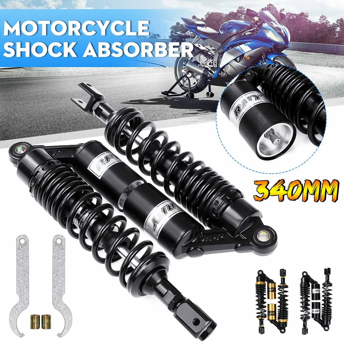 13," 340 мм мотоцикл воздушный амортизатор задняя подвеска для Honda/Yamaha/Suzuki Скутер Квадроцикл уличные велосипеды картинг
