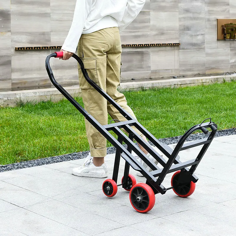 Portable Folding Collapsible Dolly, Grocery Shopping Cart, Heavy Duty Utility Wagon with 4 Rubber Wheels