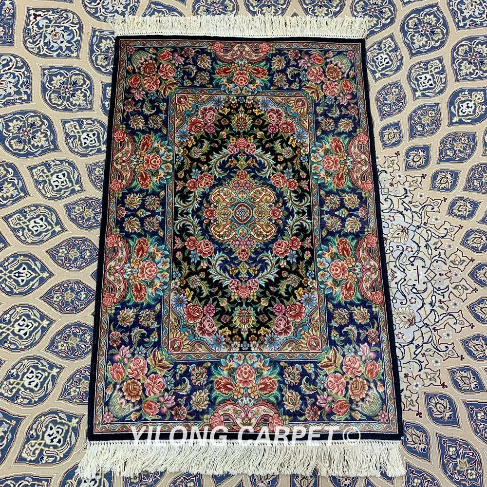 YILONG 2'x3' ручной работы чистый Шелковый ковер изысканный ручной завязанный Кум шелковый ковер(ZSH001A