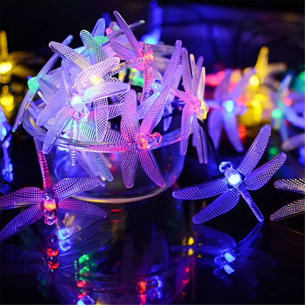 30LED Солнечная Стрекоза Сказочный светильник, уличный Солнечный Рождественский светильник, водонепроницаемый светильник для праздника, вечеринки, двора, дома, патио, декор, светильник