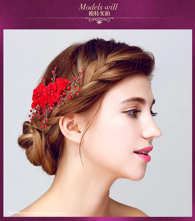 S802 Or Origional Design Side Clip Grenadine Fabric Handmade Bride Headdress Wedding Accessories Two-color