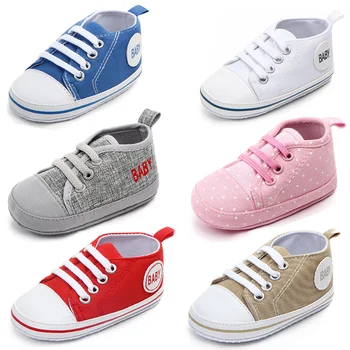

Newborn Baby Shoes Girl Boy Crib Canvas Shoes Multicolor Anti-slip Sneaker Infant First Walkers Soft Sole Shoes Moccasins