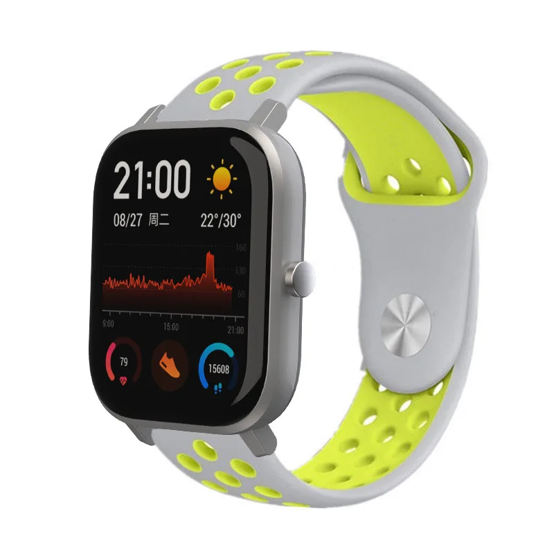 Силиконовый ремешок для часов Amazfit gts ремешок Quick Release браслет 20 мм 22 мм ремешок для часов amazfit bip pace ремешок - Цвет ремешка: Gray Yellow