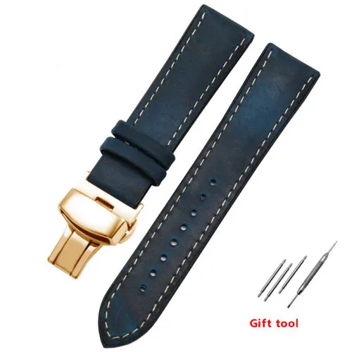 PEIYI 20 мм 22 мм кожаный+ Силиконовый ремешок для часов подходит для huawei Watch GT/Watch2 Pro/Classic/Honor Magic Quick Release - Цвет ремешка: matt blue rosegold A