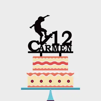 

Personalized Kids Birthday Cake Topper Custom Name Age Boy Play Skateboard Cake Topper For Birthday Party Cake Decoration YC104