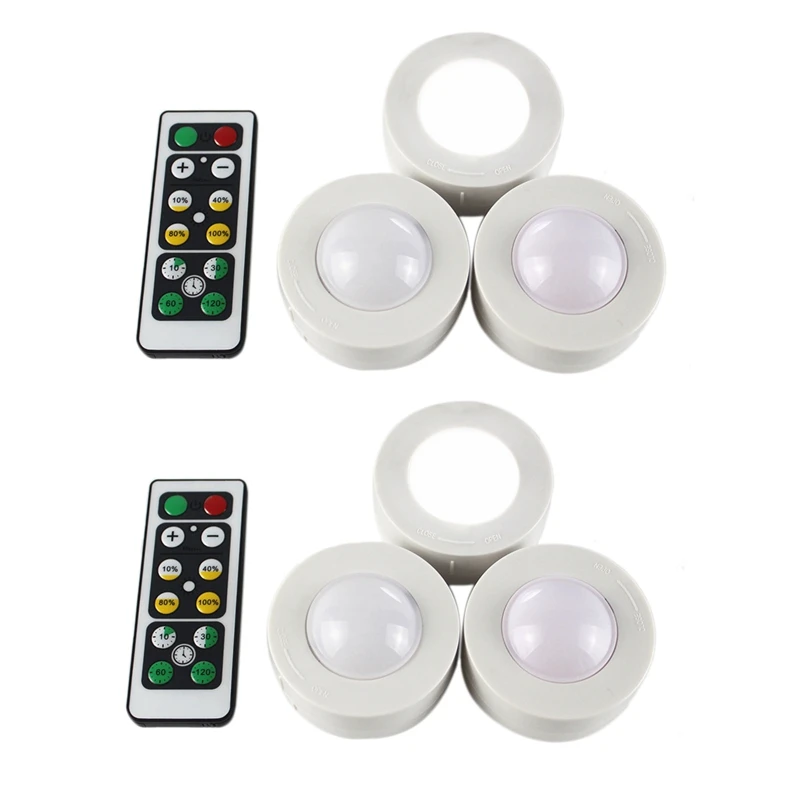 

Wireless LED Puck Lights, Kitchen Under Cabinet Lighting with Remote Control, Battery Powered Dimmable Closet Lights, 6 Pack