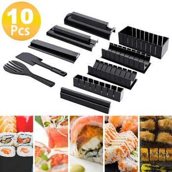 

10Pcs/Set Sushi Maker Multifunctional Rice Mold Japanese Rice Ball Cake Roll Mold High Quality Mould Making Sushi Tools