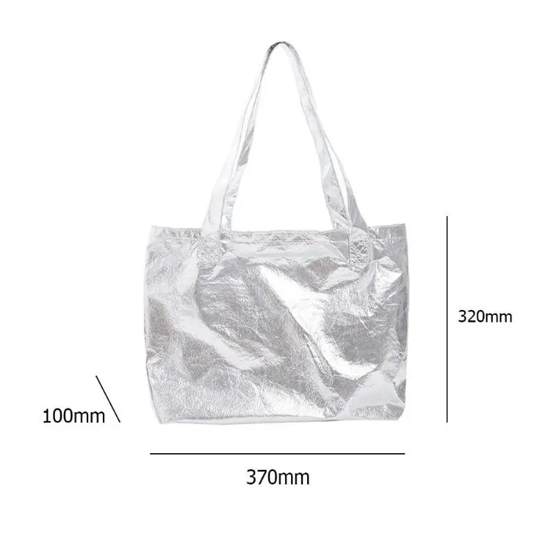 

2019 Fashion PVC Women Handbags Gold Silver Soft Vertical Rectangle Shoulder Bag Brand Large Capacity Totes Bolsas Feminina Muje