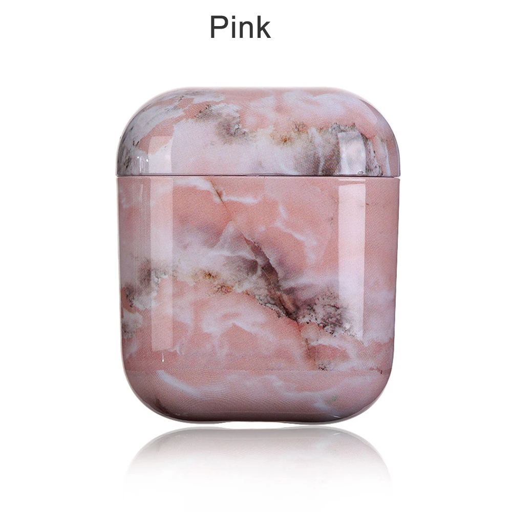 1 шт. красочные мраморные каменные жесткие наушники для ПК чехол Защита от пыли сумка оболочка защитный чехол для Apple AirPods 1 2 Аксессуары - Цвет: Pink