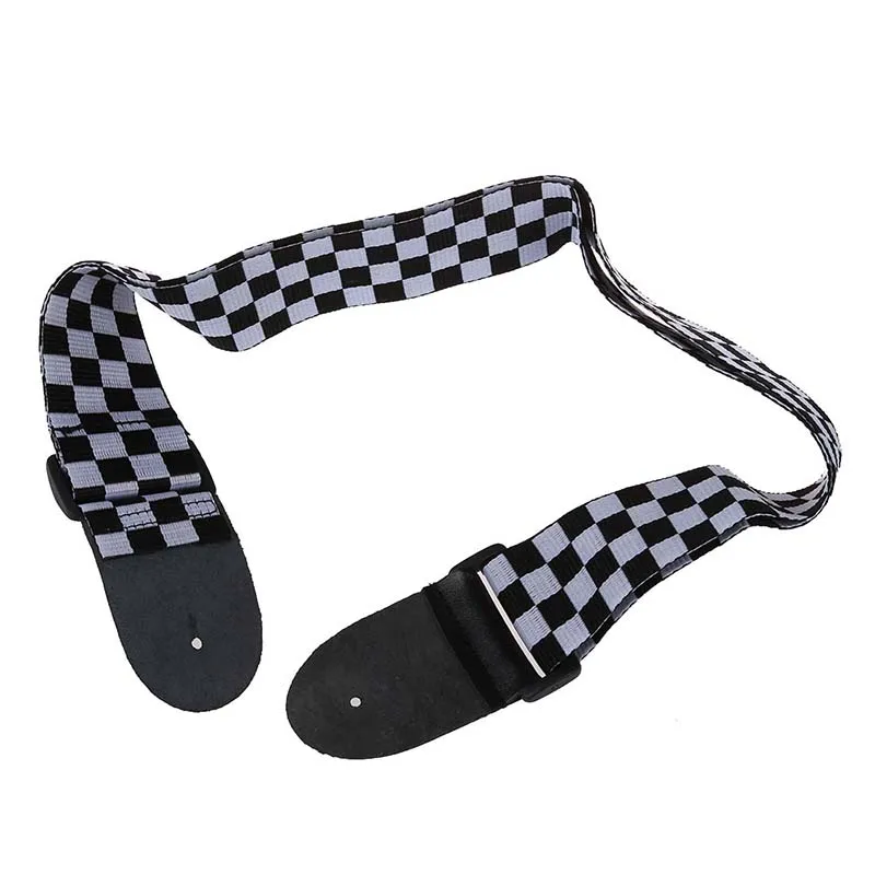 Black White Checker Flag Strap For Electric Acoustic Guitar Musical Instrument