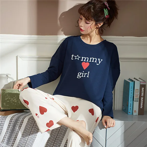 JULY'S SONG женский пижамный комплект, милая мультяшная Пижама, Осень-зима, модный принт, длинный рукав, Повседневная Домашняя одежда, женская пижама - Цвет: 04