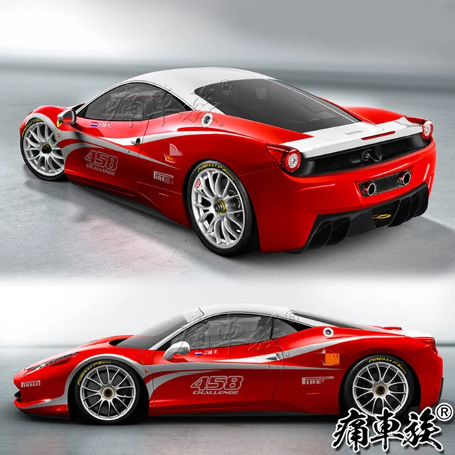 Pegatinas de coche para Ferrari 458, pegatinas de decoración exterior de  carrocería, desafío 458, decoración de