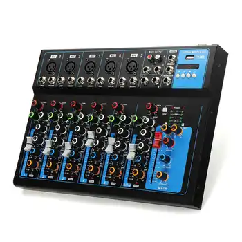 

7 Channel bluetooth Digital Microphone Sound Mixer with USB DJ Sound Mixing Console EU/US Amplifier For Karaoke KTV Match Part