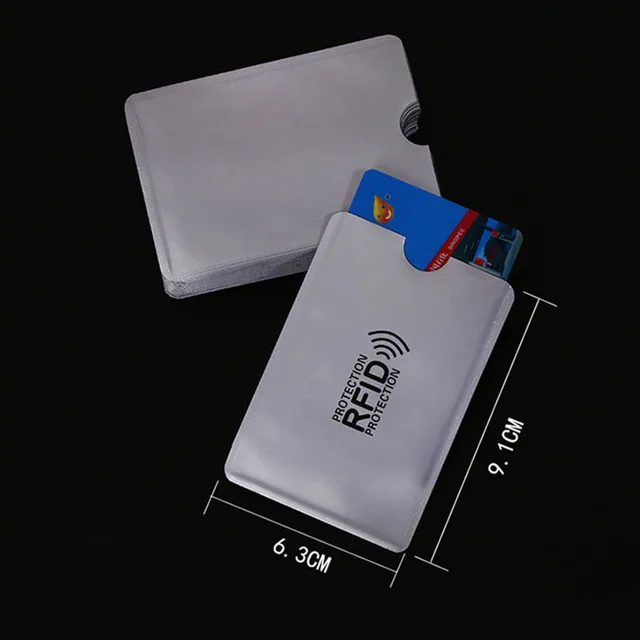100 pcs Anti-Scan Card Sleeve Credit RFID Card Protector Anti-magnetic Aluminum Foil 2