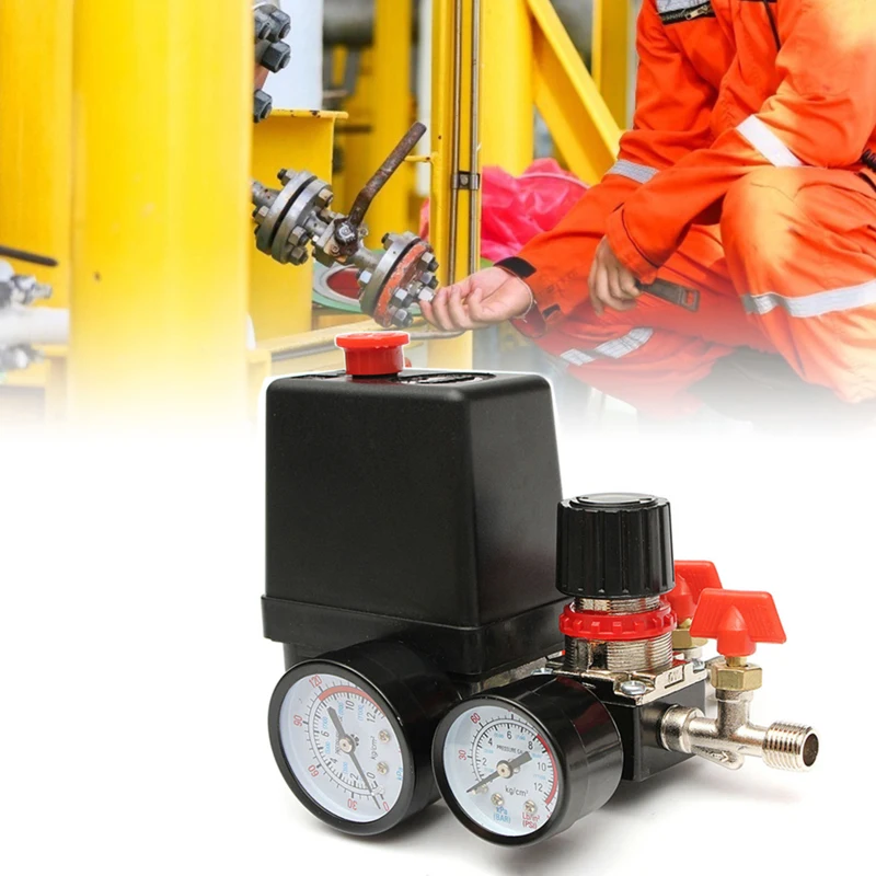 

120psi Air Compressor Pressure Valve Switch Manifold Relief Regulator Gauges Lighting Accessories Switches