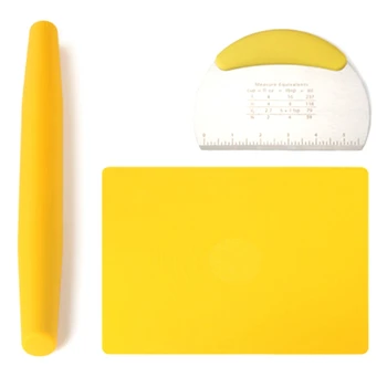 

3Pcs Rolling Pin Dough Mat Thickness Rings Pizza Pastry Pie Baking Kitchen Tool Kit
