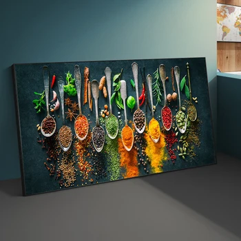 Erbe e Spezie per la Cottura Tela di canapa di Arte Poster E Stampe Cucina tema Dipinti Su Tela On the Wall Art Immagini Cuadros decor