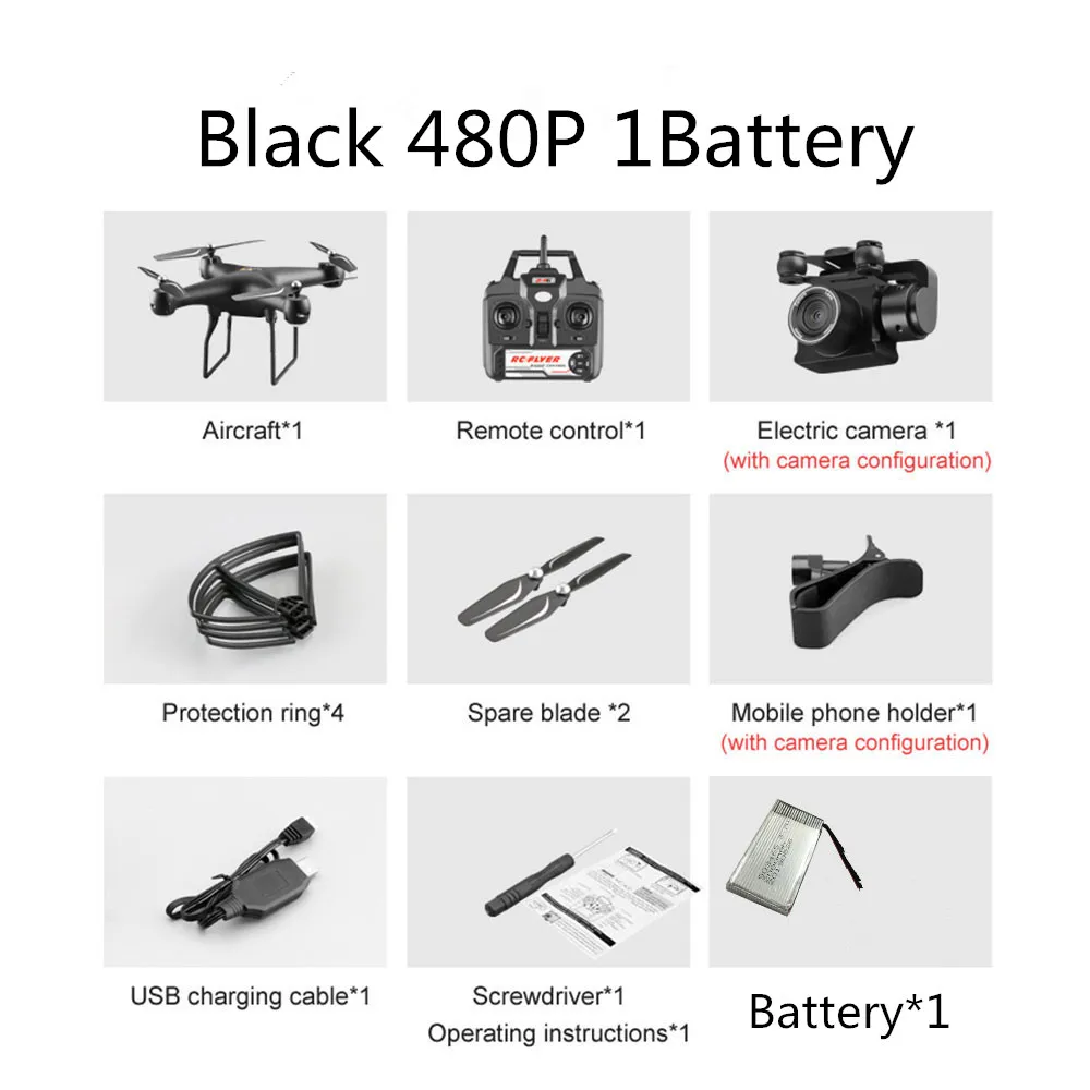 Black 480P 1B 4 K/1080 P Дрон с камерой HD Квадрокоптер, Дрон селфи Wifi FPV Дрон Профессиональный беспилотник полета 20 минут RC вертолет - Цвет: Black 480P 1B