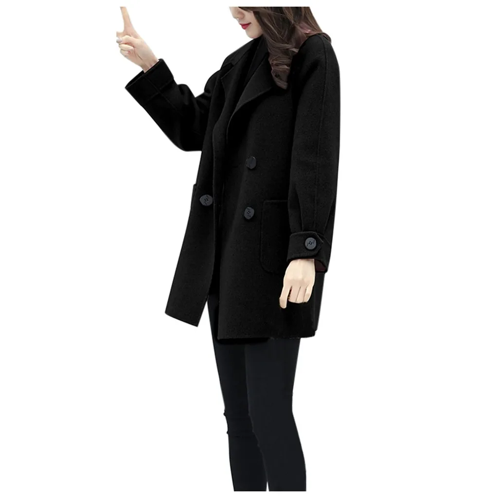 Manteau femme, зимнее пальто для женщин, для работы, одноцветное, в винтажном стиле, для офиса, с длинным рукавом, на пуговицах, шерстяное пальто, abrigo mujer casaco